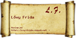 Lővy Frida névjegykártya